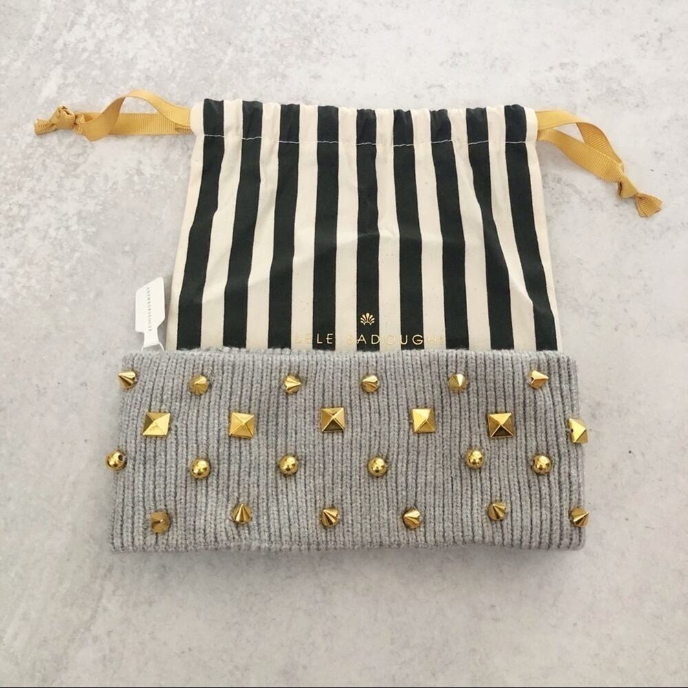 Lele Sadoughi Gray & Gold Tone Studded Ear Warmer NEW